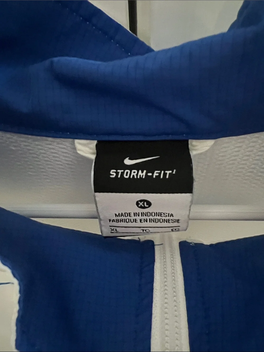 Nike White Windbreaker with Royal Blue Accents - Quarter-Zip Pullover